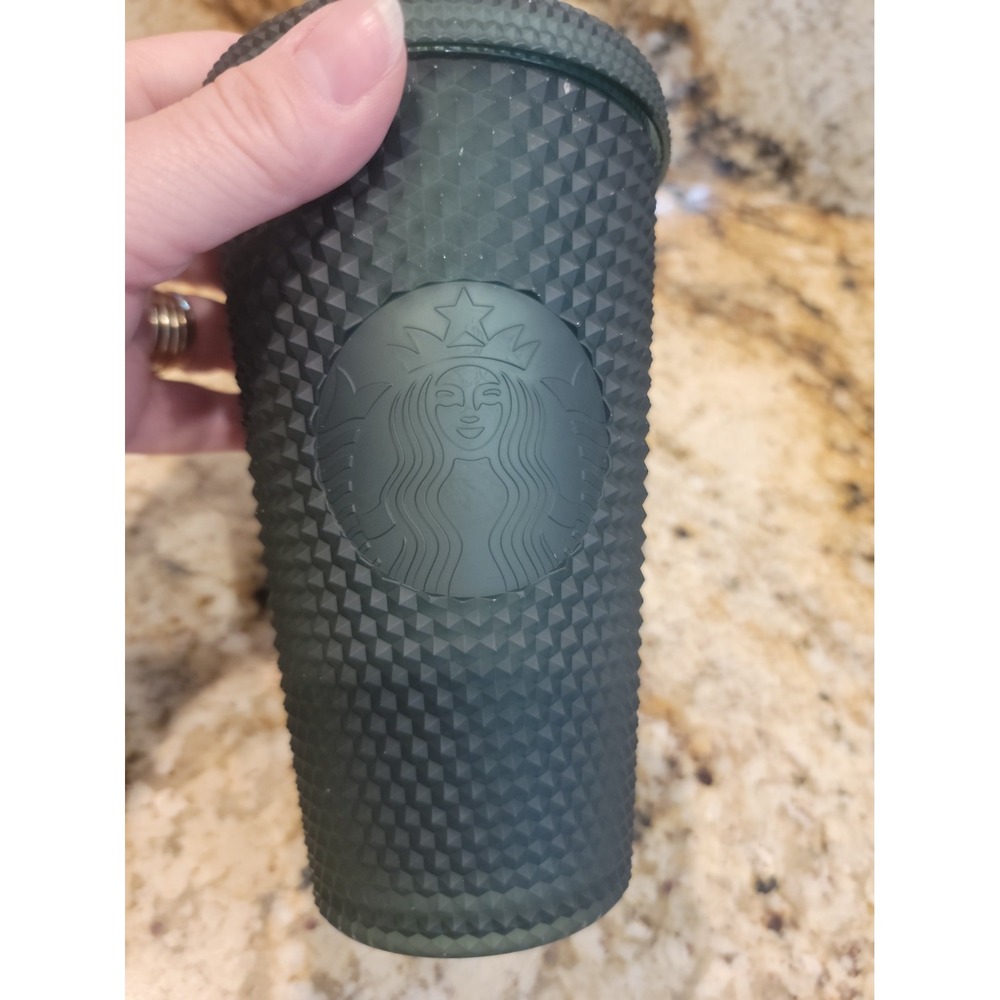 Starbucks Studded Tumbler Grande 16oz Touch Matte Dark Green Hot Cold Cup